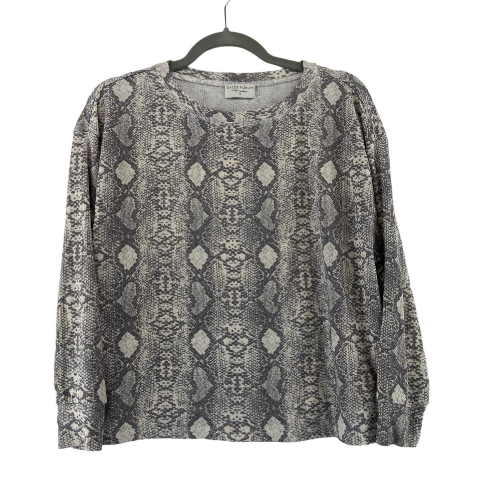 Dress Forum Gray‎ Snake Print Top Sz Small Long Sleeve